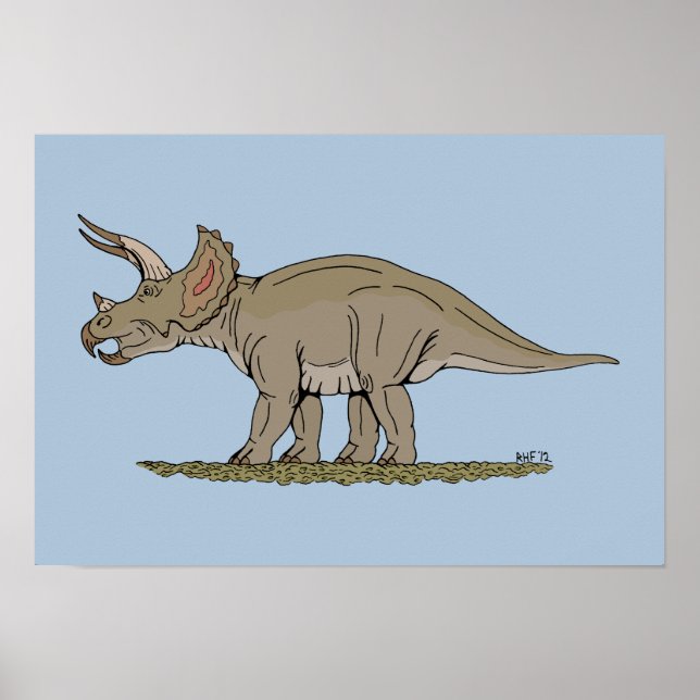 Poster Dinossauro Cretáceo Tricerátops (Frente)