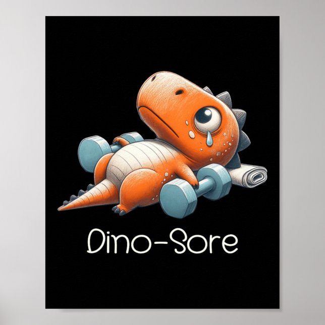 Poster Dinossauro de Academia de Ginástica Engraçado Leva (Frente)