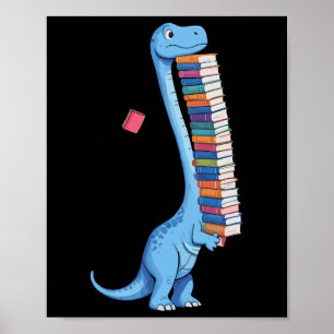 Poster Dinossauro De Leitura De Carregando De Livro Dino