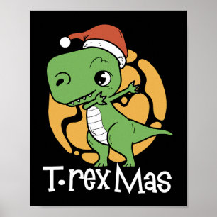 Poster Dinossauro de Natal TRex Mas