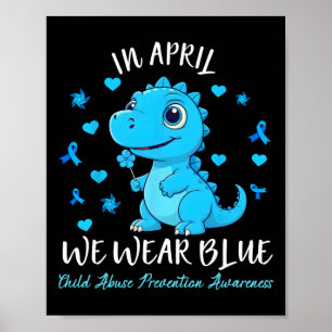 Poster Dinossauro de Roda Em Abril Usamos Azul Pr Crian