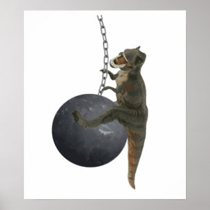 Poster Dinossauro de T-Rex que destrói a bola