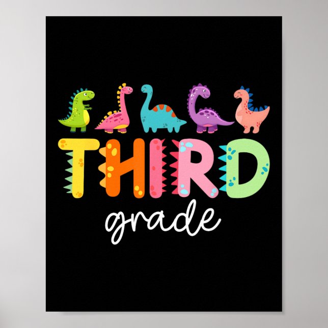 Poster Dinossauro Do 3º Ano De Volta À Escola No Primeiro (Frente)