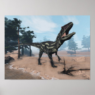 Pôster Dinossauro do Allosaurus que ruje - 3D rendem