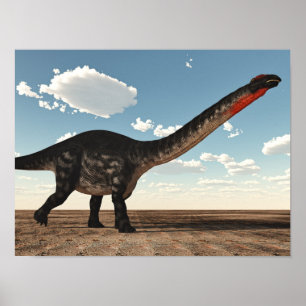 Poster dinossauro do Apatossauro no deserto - renderizaçã