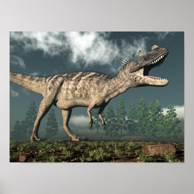 Poster dinossauro do Ceratossauro - renderização 3D (Frente)