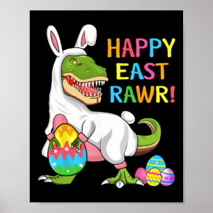 Poster Dinossauro do Dia de Páscoa Divertido Feliz T Rex 