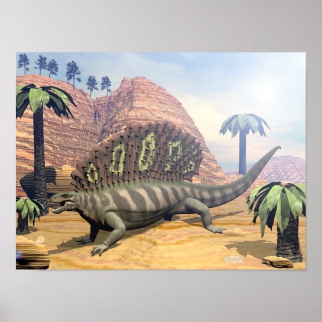 Poster Dinossauro do Edafossauro - renderização 3D (Frente)