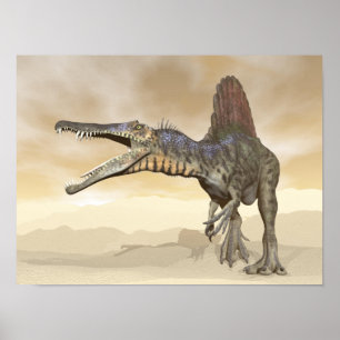 Pôster Dinossauro do espinossauro no deserto - renderizaç