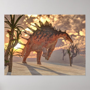 Pôster Dinossauro do Kentrosaurus - renderização 3D