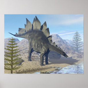 Pôster Dinossauro do Stegosaurus - 3D rendem