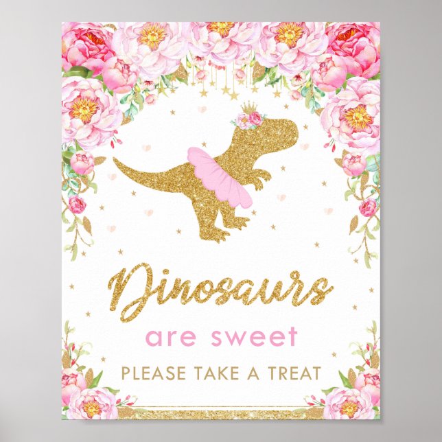 Poster Dinossauro é doce Festa de aniversário T-Rex Treat (Frente)