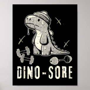 Poster Dinossauro Engraçado Academia T-rex Musculação Lev