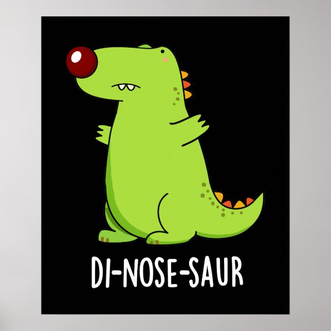 Poster Dinossauro Engraçado Dinossauro Escuro BG (Frente)