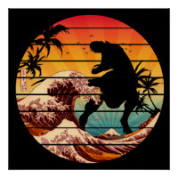 DINOSSauro ENGRAÇADO ONDA DE KANAGAWA VINTAGE