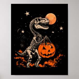 Poster Dinossauro Esqueleto Assustador Pumpkin Moon Hallo