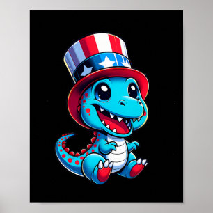 Poster Dinossauro Feliz Dia 4 De Julho Dia Da Independênc