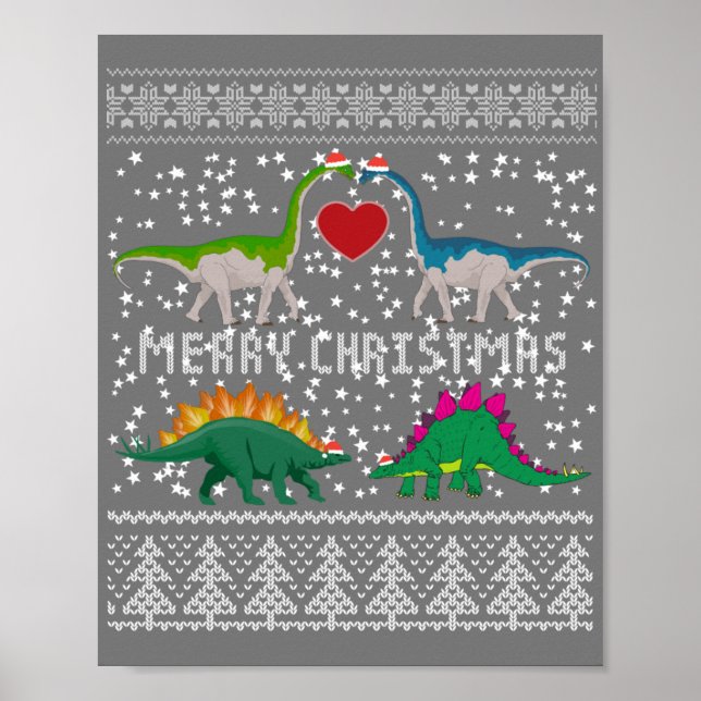 Poster Dinossauro Feliz Natal Doce Engraçado Presente Xma (Frente)