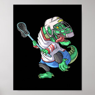 Poster Dinossauro Lacrosse T Rex Com Bastão De Lacrosse E