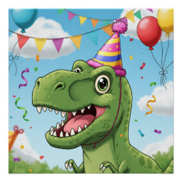 Pôster Dinossauro no aniversário