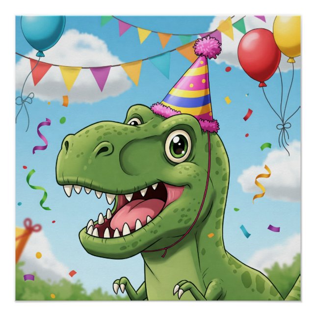 Pôster Dinossauro no aniversário (Frente)