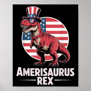Poster Dinossauro Patriótico 4 De Julho Amerisauro Rex