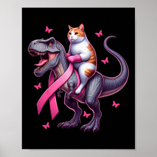 Poster Dinossauro Rex De Gato. Sensibilização do Cancer d