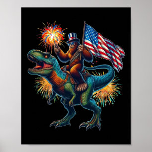 Poster Dinossauro T Rex Andando Sasquatch Bigfoot Engraça