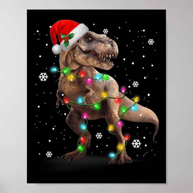 Poster Dinossauro T-rex Árvore Natal Natal Pet Dino Trex (Frente)