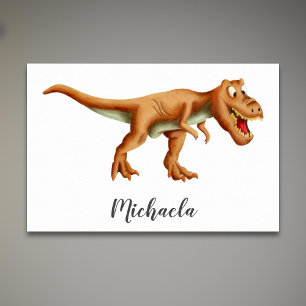 Poster Dinossauro T-Rex Castanho e Bonito com Quarto do R