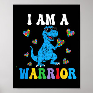 Poster Dinossauro T-rex Crianças Eu Sou Um Garoto De Auti