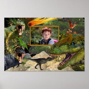 Poster Dinossauro T-rex DIY foto rapazes meteoro chamas
