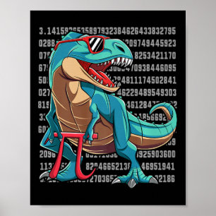 Poster Dinossauro T Rex Happy Pi Day Engraçado Nerd De Ma