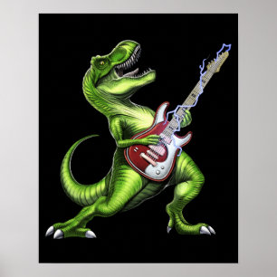 Poster Dinossauro T-Rex Tocando Violão