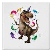 dinossauro Tyrannosaurus Rex com um monocórnio