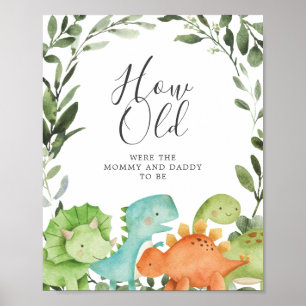 Poster Dinossauros Chá de fraldas Quantos Anos Eles Jogav