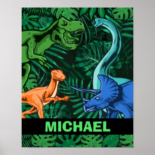 Poster Dinossauros Crianças Dino Jurassic Trex Boy Perso