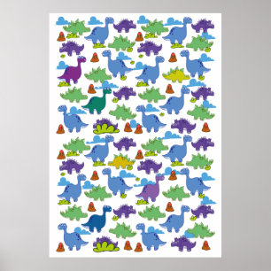 Poster Dinossauros de Cartoon Bonitos