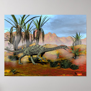 Poster dinossauros do Anchisauro - renderização 3D