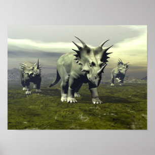 Pôster Dinossauros do Styracosaurus - 3D rendem