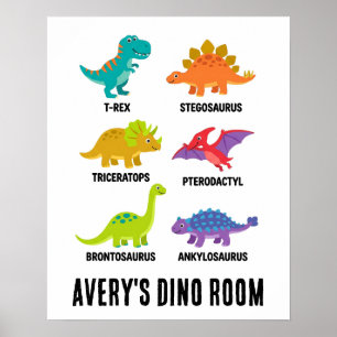 Poster Dinossauros Educativos Coloridos Quarto Infantil