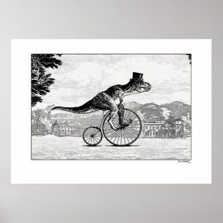 Pôster Dinossauros em Bicicletas - T-Rex