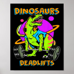 Poster Dinossauros Engraçados E Levantamento de Peso Halt