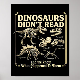 Poster Dinossauros engraçados não leram crianças vermes d