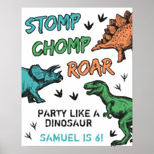 Poster Dinossauros, Polegar, Festa de aniversário, Qualq