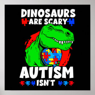 Poster Dinossauros T-Rex são assustadores Autismo não é f