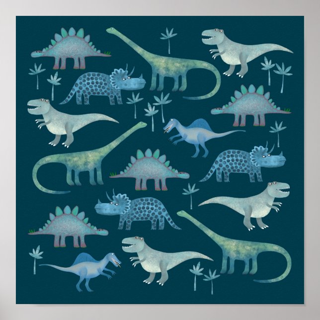 Poster Dinossauros Verde Escuro (Frente)