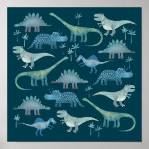 Poster Dinossauros Verdes Escuros