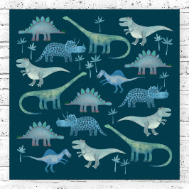 Poster Dinossauros Verdes Escuros