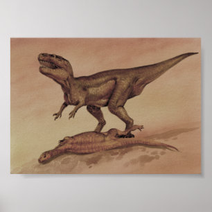 Poster Dinossauros Vintage, Giganotosaurus Carnívoro